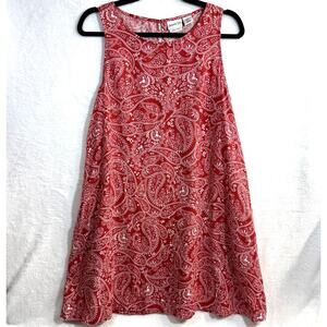 Rachel Zoe S Linen Mini Shift Dress Red Paisley Print Spring Lightweight Comfort